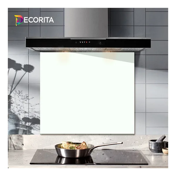 Decorita Düz Renk - Beyaz Cam Ocak Arkası Koruyucu 52cm x 60cm