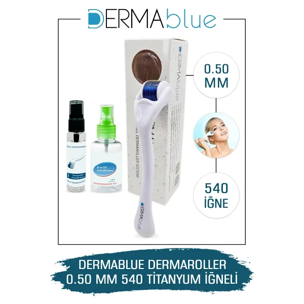 Dermablue 0.50mm Dermaroller 540 Titanyum Iğneli Orijinal Derma Roller