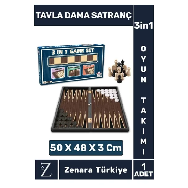 Elit Seri Yüksek Kalite Aile Ev Arkadaş Kahve Cafe Koleksiyon Tavla Dama Satranç 3 İn 1 Oyun Takımı