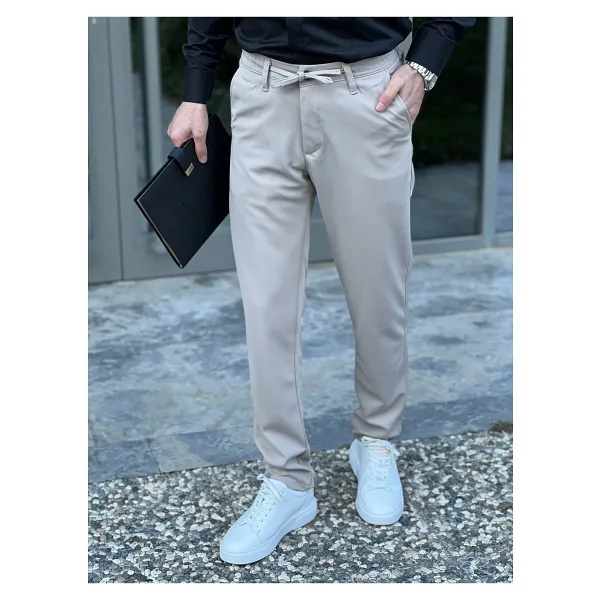 ElitWear Beli Lastikli Ve Ipli Erkek Jogger Chino Pantolon