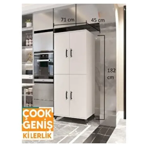 ESMOPA MOBİLYA Çok Amaçlı Dolap, Kiler Dolabı, Fırın Dolabı, Mikro Dalga Dolap, Banyo Dolap, Ayakkabılık, Balkon Dolap, oyuncak dolabı - Beyaz