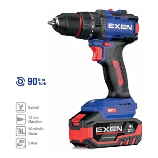 Exen EN 294 DS 21 V Çift Akülü 4 Ah Darbeli Vidalama Makinesi