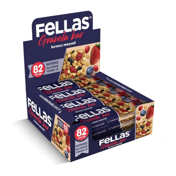 Fellas Granola Bar Kırmızı Meyveli, 23 Gram, 12 Adet