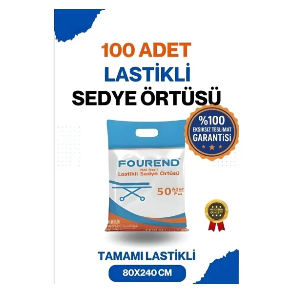 Fourend 100 Adet Tek Kullanımlık Yeni Nesil Lastikli Beyaz Sedye Örtüsü