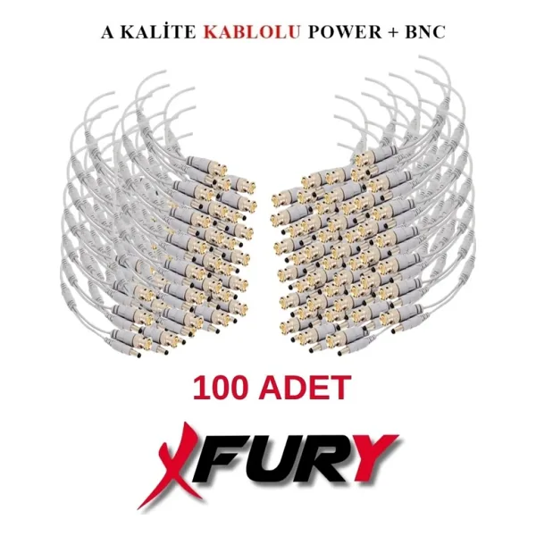 Fury 100 Adet A Kalite Kablolu Hazır Bnc + Dc Power Jack Kablolu Y Tipi Konnektör