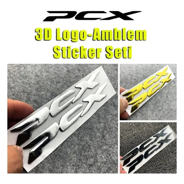 Honda Pcx Amblem Logo 3d Metal Sticker Yazı 2 Adet Set Siyah Renk