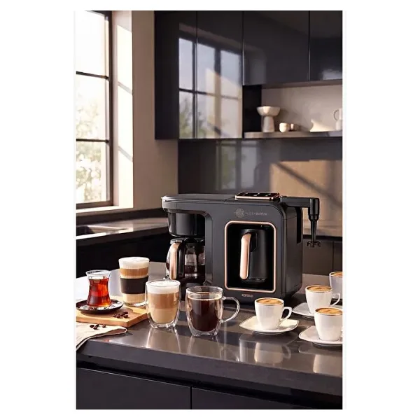 Karaca Hatır Plus Barista 6in1 Black Copper Latte Cappuccino ve Közde Türk Kahve Makinesi