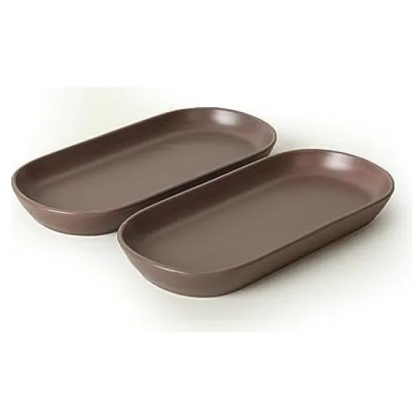Keramika Mat Açık Taupe Siera 33 cm 2'li Kayık Tabak