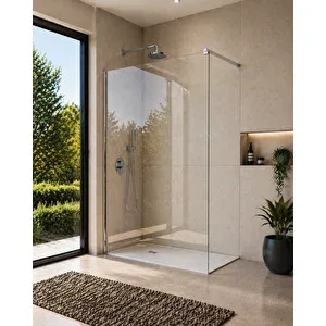 Monaqua Mone Seperatör Duşakabin 6mm Şeffaf Cam - Parlak Profil Sabit Panel Gri