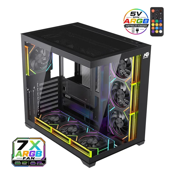 Next Gaming Alpha Neon ARGB Fanlı Siyah ATX Oyuncu Kasası