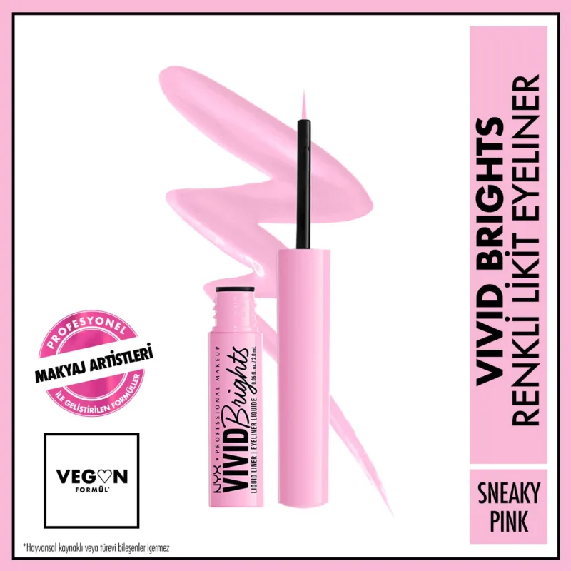 NYX Professional Makeup Vivid Brights Matte 09 Sneaky Pink Likit Eyeliner
