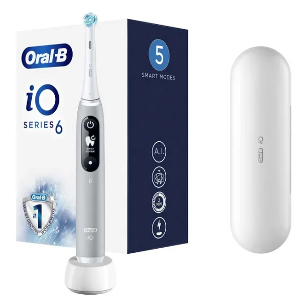 Oral-B iO 6 Gri Şarjlı Diş Fırçası Yumuşak Kıllı Dairesel Temizlik Özelliği ile 5 Fırçalama Modu