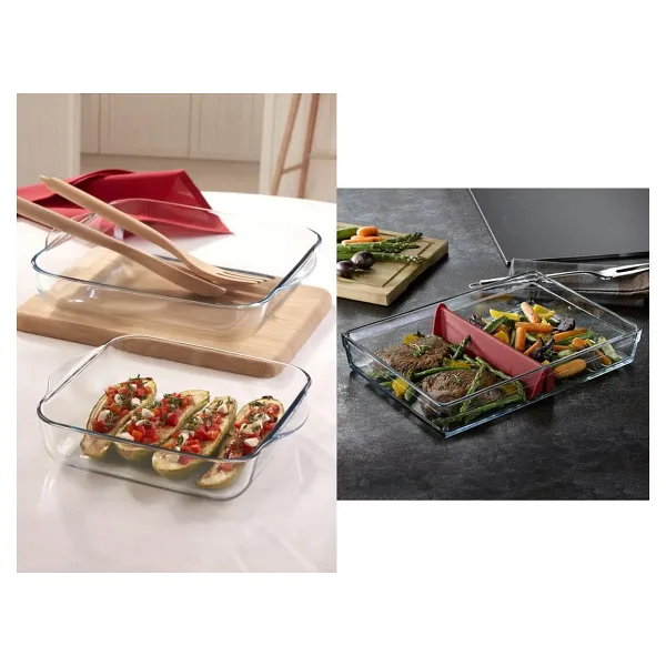 Paşabahçe borcam fırın tepsisi - 3 lü borcam set eldivenli