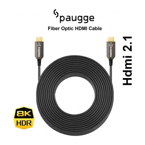 Paugge AOC Fiber Hdmi 2.1 Kablo - 48Gbps, 8K 60Hz, 4K 120Hz, 4K 60Hz, eARC, HDR, D-HDR, HDCP2.3, Dolby Vision, Dolby Atmos (3 Metre)