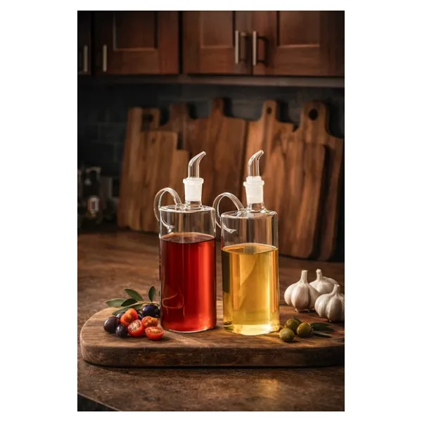 Porsima 408 2li Kare Borosilikat Cam Yağdanlık Yağlık Sirkelik 400ml