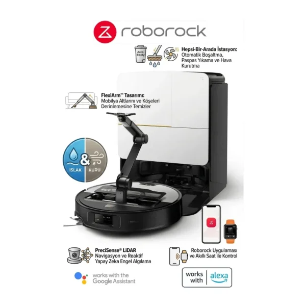 Roborock Saros Z70 Silver Çöp İstasyonlu Akıllı Robot Süpürge