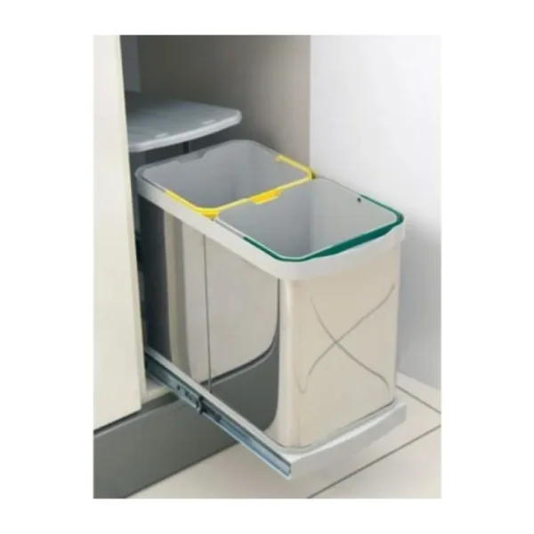Starax Çöp Kovası Paslanmaz Çelik Raylı 12+12 L Toplam 24 Lt. Çift Kovalı
