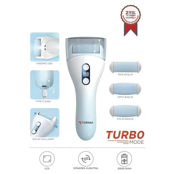 Torima Bcm-1138T Beyaz Led Ekran Göstergeli Turbo Modlu Su Geçirmez Ayak Bakım Törpüsü