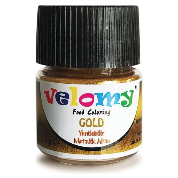 velomy Yenilebilir Metalik Toz Altın Yaldızlı Gold Gıda Boyası 4gr Altın Toz Boya