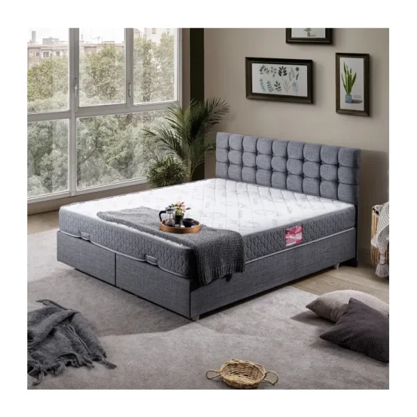 Venedik Ikili Set Çift Kişilik Baza Başlık - Gri - 180 x 200 cm