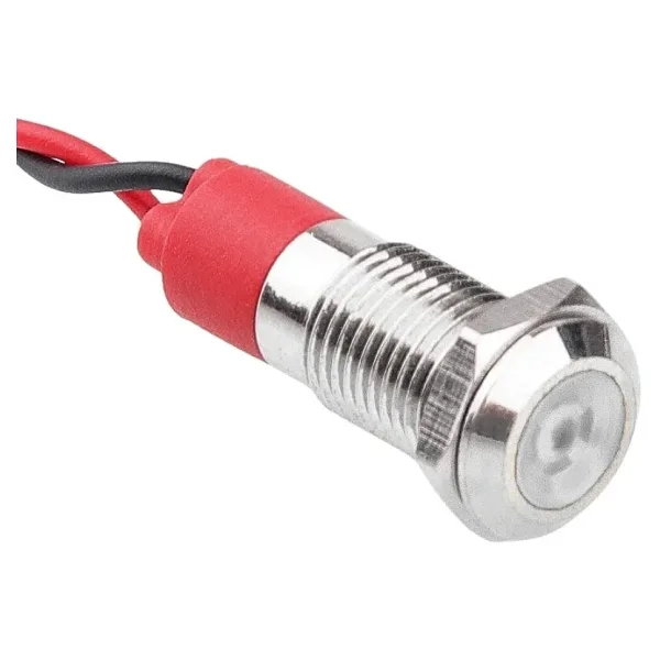 WD08L-P2 8mm 12-24V Kablolu Metal Sinyal Lambası - Beyaz