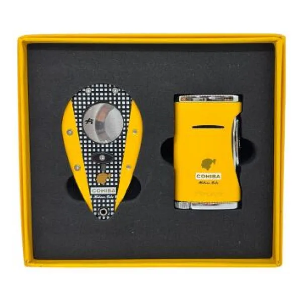 Xikar Cohiba Sarı Kareli Puro Çakmağı ve Kesici Seti