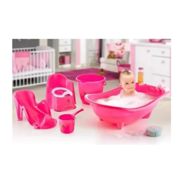 5 Parça Oturaklı Bebek Bakım Yıkama Seti Pembe