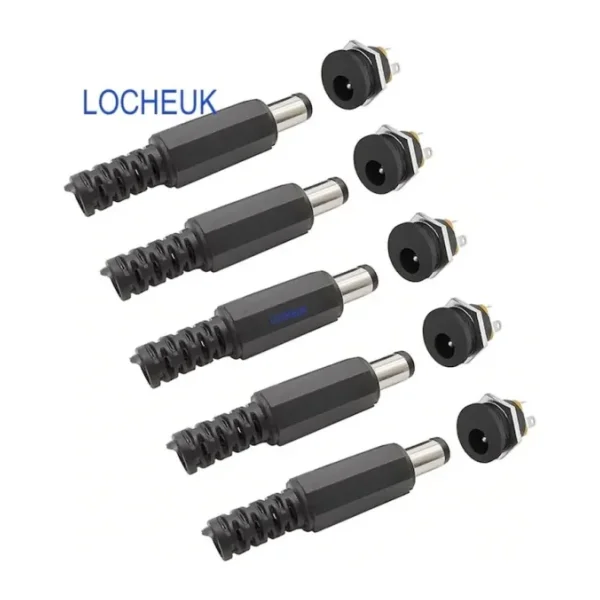 5 Set 2.5mm Erkek Jak Fiş +dc Vidalı Dişi Şase Power Jack Seti