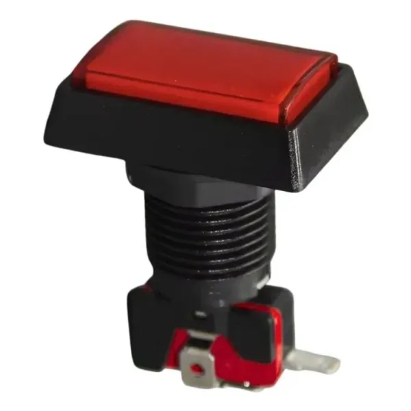 50x33mm 12V Dikdörtgen Işıklı Oyun Makinesi Butonu - Kırmızı
