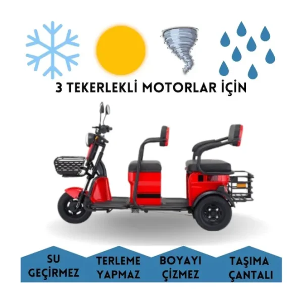 Arora Felix Plus 3 Tekerlekli Elektrikli 3 Kişilik Motor Brandası Su Geçirmez Motosiklet Örtüsü