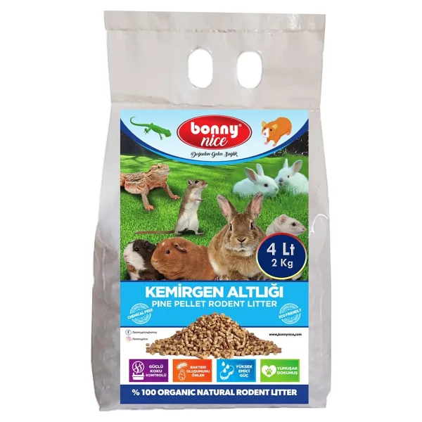 Bonny Nice Doğal Çam Pelet Hamster Kafes Altlığı 2 Kg 4 Lt