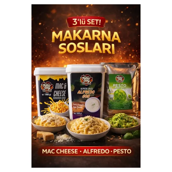 chef's new joy professional 3'lü Gurme Makarna Sosu Seti - Mac Cheese + Alfredo + Pesto (3 x 1000G) - 3 kg