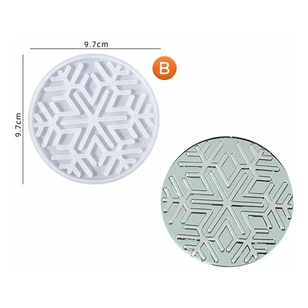 Epoksi Reçine Kalıp İthal Kar Tanesi Motifli Bardak Altlığı Taş Tozu Silikon Kalıp Hb5021-0092