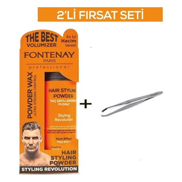 Fontenay Saç Şekillendirici Pudra Toz Wax Ultra Strong Turuncu + Cımbız No:209 2'Li Set