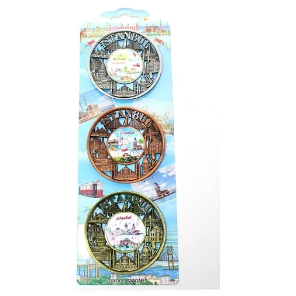 İstanbul Temalı Metal Magnet 3'Lü Set Model 2