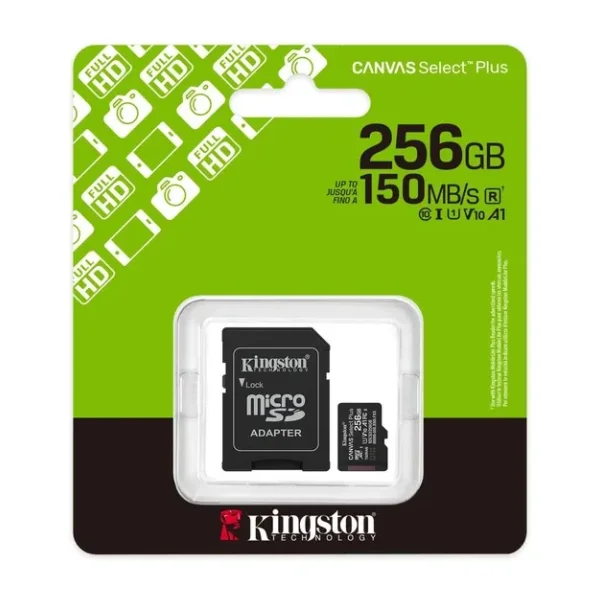 Kingston Canvas Select Plus SDCS3/256GB Class 10 UHS-I U1 A1 V10 256 GB Micro SD Kart