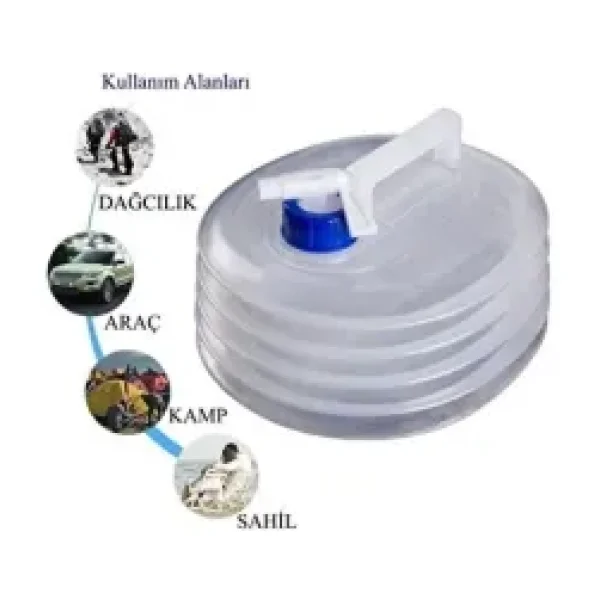 Labbakkal Katlanır Akordiyon Bidon 10 Lt - Plastik Musluklu Taşınabilir Portatif Bidon