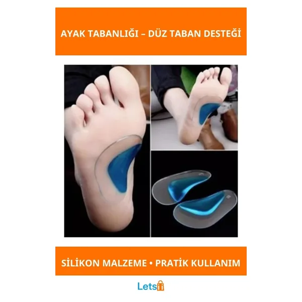 Letsii Düz Taban Rahatsızlığı Önleyici Silikon Ayak Tabanlığı Unisex - tabanlık - Standart