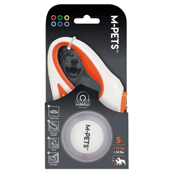 M-Pets Flash Ledli Otomatik Gezdirme Şerit 3Mt, Orange