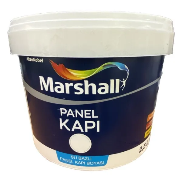 Marshall Su Bazlı 010 Renkli Panel Kapı Boyası 2.5 L Yüksek Örtücülük Özelliği ile - 010 - Beyaz