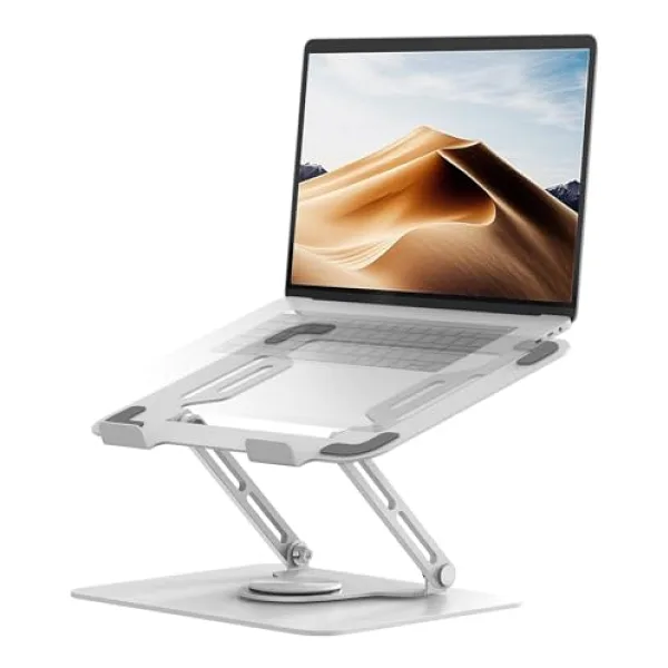 McStorey Taşınabilir Katlanabilir Ayarlanabilir Laptop Standı - Alüminyum, Ergonomik Dizüstü Bilgisayar Yükseltici, Kademeli Yükseklik Ayarı, Tüm Laptoplar İçin Uyumlu 10 inç-17 inç Gümüş