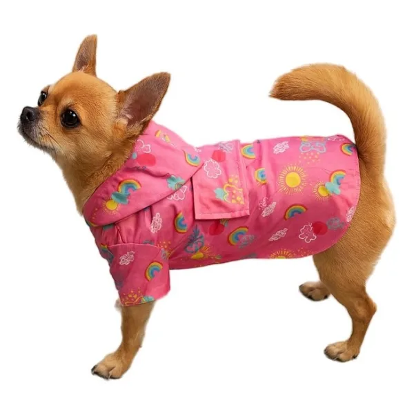 MPZ PETS İçi Polarlı Gökkuşaklı Köpek ve Kedi Yeleği & Ceketi Pembe XL