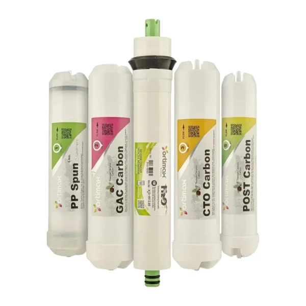 Ortimax 5'li Su Arıtma Filtre Seti - PP Sediment, GAC, CTO Karbon, Membran ve Post Karbon