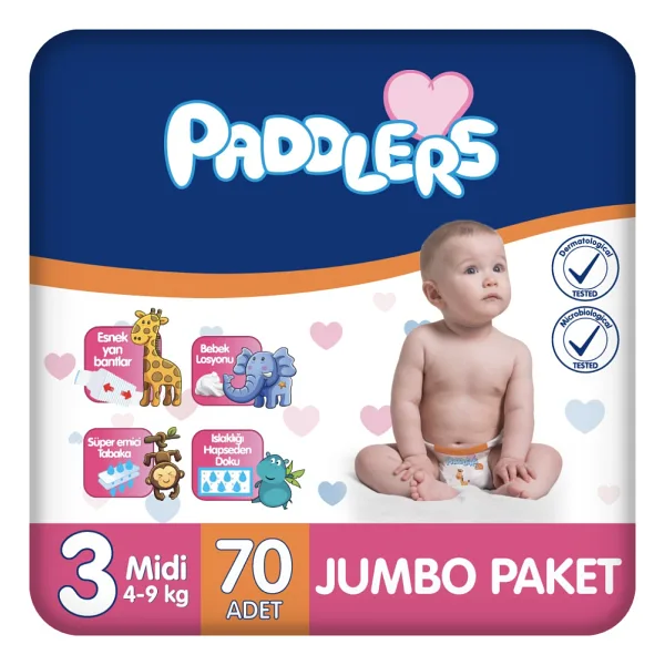 Paddlers 3 Numara Midi 70'li Bebek Bezi