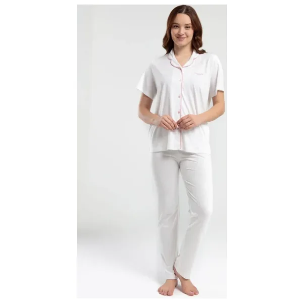 Pierre Cardin Kadın Krem Gömlek Pijama Takım