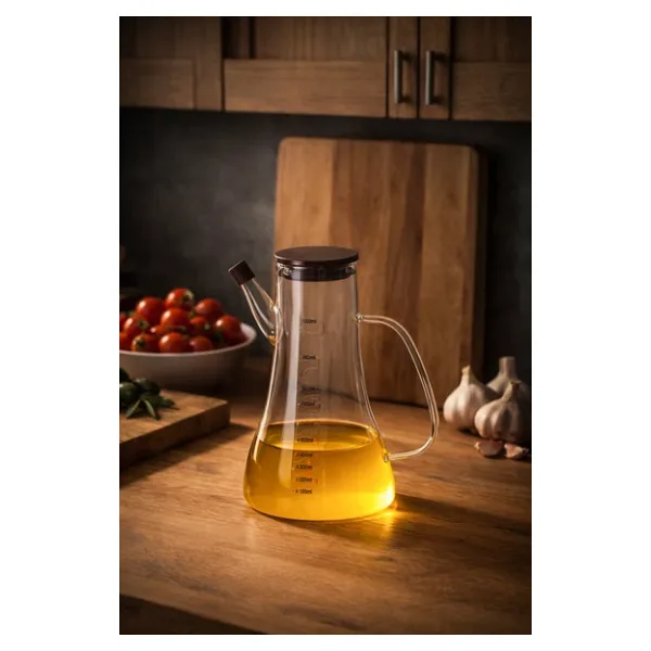 Porsima LM-0106 Serra Kapaklı Borosilikat Cam Yağlık Sirkelik Yağdanlık 1000ml