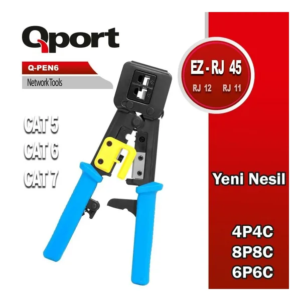 QPORT Q-PEN6 YENİ NESİL EZ RJ45-RJ11-RJ12 PENSE