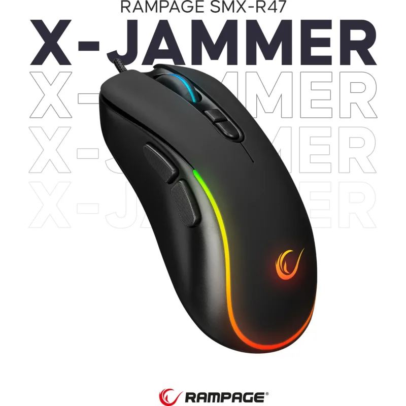 Rampage SMX-R47 X-JAMMER RGB Makrolu Ergonomik Optik Kablolu Oyuncu Mouse