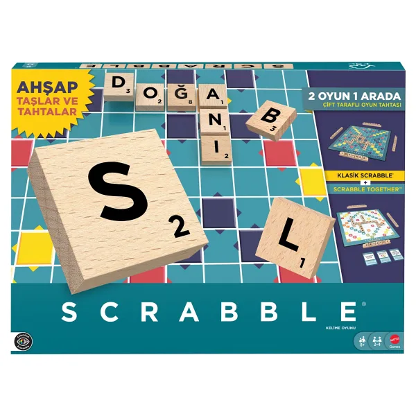 Scrabble Orijinal Ahşap 2'si 1 Arada Türkçe JLJ64