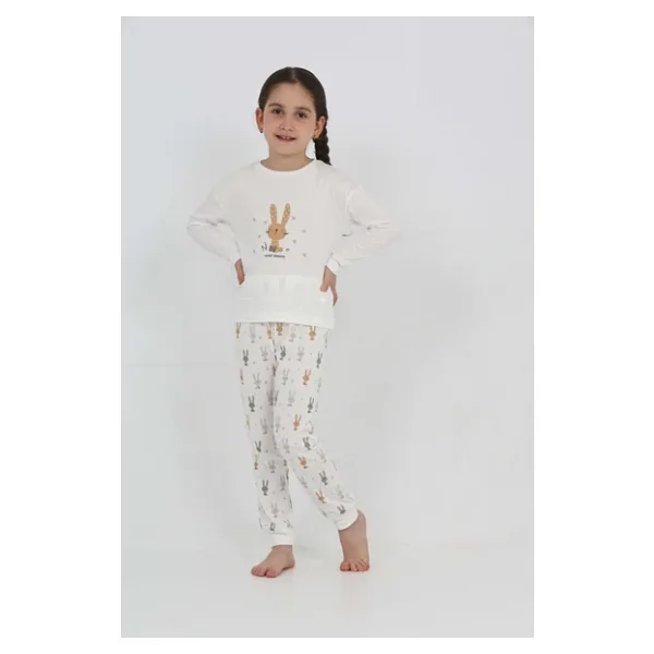 Toontoy Kız Çocuk Tavşan Baskılı Pijama Takım